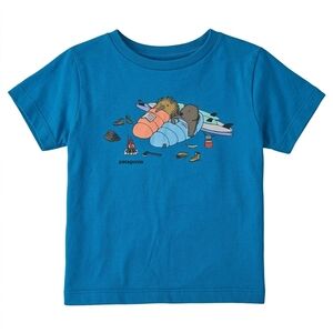 Patagonia Kids Blue First Ascent Camping Animals Graphic Tee 12-18M